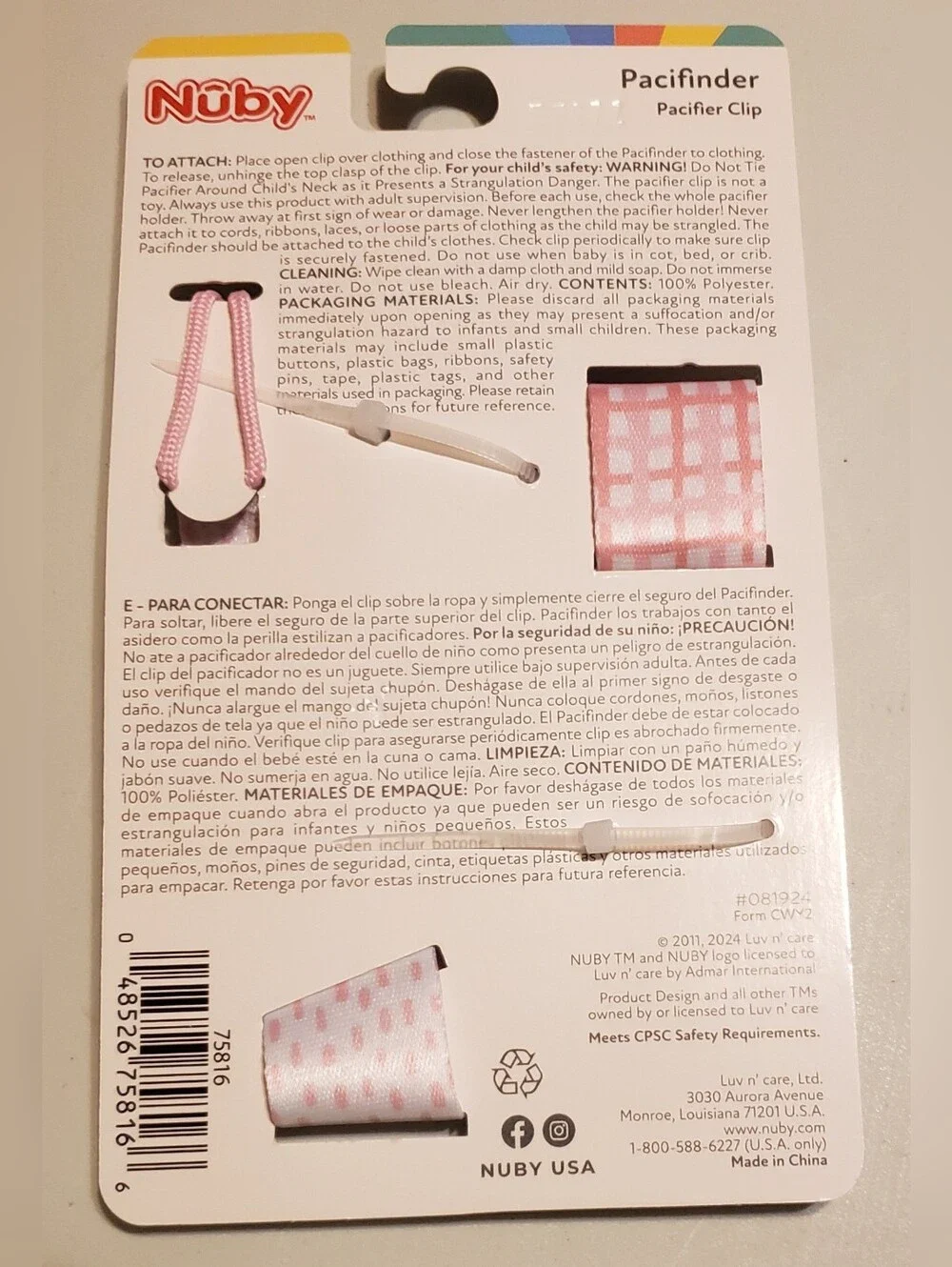 Carter's Baby Socks, Pants & Nuby Pacifier Clip - White, Pink, Gray